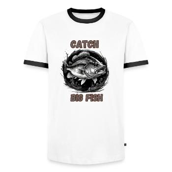Große Fische fangen - Männer Kontrast-T-Shirt - Weiß/Schwarz - Vorne - AI Model Female 172 light (172cm) & AI Model Male 178 dark (178cm)