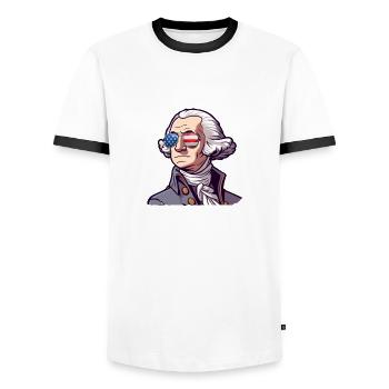 Suck It England Lustig 4. Juli George - Männer Kontrast-T-Shirt - Weiß/Schwarz - Vorne - AI Model Female 172 light (172cm) & AI Model Male 178 dark (178cm)