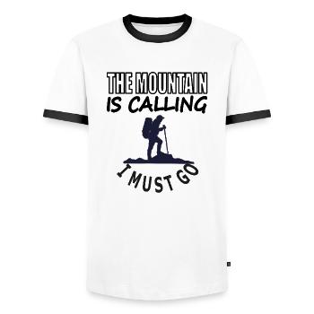mountaineering, mountaineering, climbing, mountaineering, mountaineering - Men's Ringer Shirt - white/black - Front - AI Model Female 172 light (172cm) & AI Model Male 178 dark (178cm)