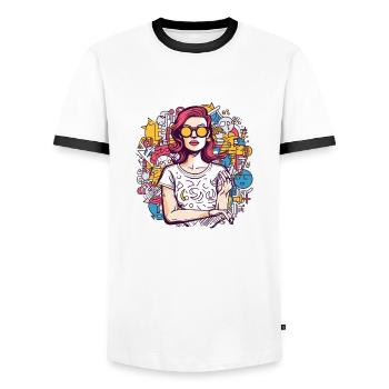 Frau - Männer Kontrast-T-Shirt - Weiß/Schwarz - Vorne - AI Model Female 172 light (172cm) & AI Model Male 178 dark (178cm)