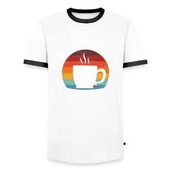 Take a little coffee break retro - Men's Ringer Shirt - white/black - Front - AI Model Female 172 light (172cm) & AI Model Male 178 dark (178cm)