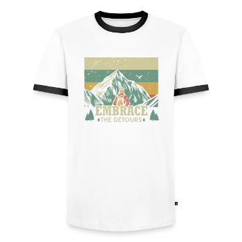 Embrace the detours - Men's Ringer Shirt - white/black - Front - AI Model Female 172 light (172cm) & AI Model Male 178 dark (178cm)