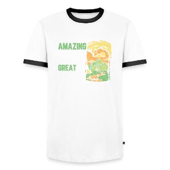 Amazing view great beer - Men's Ringer Shirt - white/black - Front - AI Model Female 172 light (172cm) & AI Model Male 178 dark (178cm)