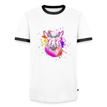 Cool Alpapa - Men's Ringer Shirt - white/black - Front - AI Model Female 172 light (172cm) & AI Model Male 178 dark (178cm)