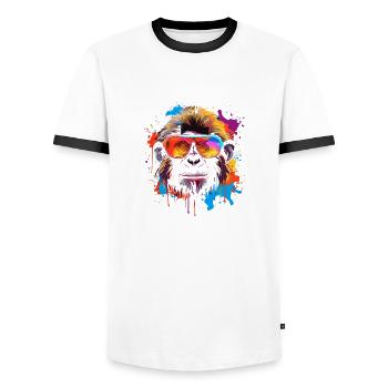 Der coolste Affe im Dschungel - Männer Kontrast-T-Shirt - Weiß/Schwarz - Vorne - AI Model Female 172 light (172cm) & AI Model Male 178 dark (178cm)