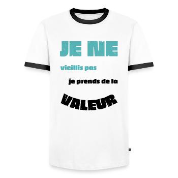 Männer, Frauen, Humorvoll, Humorvolles T-Shirt-Geschenk - Männer Kontrast-T-Shirt - Weiß/Schwarz - Vorne - AI Model Female 172 light (172cm) & AI Model Male 178 dark (178cm)