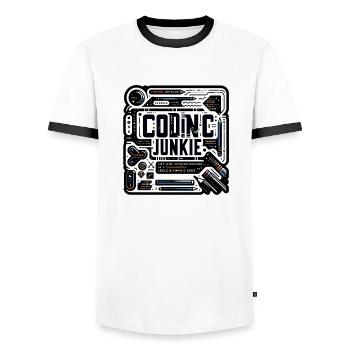 Accro au codage 11 - T-shirt contrasté Homme - blanc/noir - Devant - AI Model Female 172 light (172cm) & AI Model Male 178 dark (178cm)