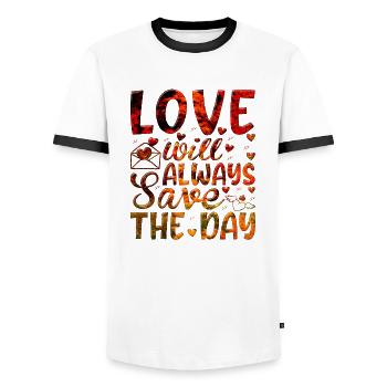 Love me Valentine Happy Valentines Valentines - Men's Ringer Shirt - white/black - Front - AI Model Female 172 light (172cm) & AI Model Male 178 dark (178cm)