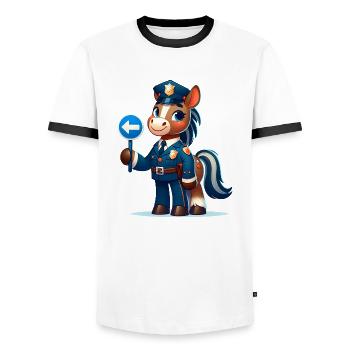 Cute Horse Police Officer - Männer Kontrast-T-Shirt - Weiß/Schwarz - Vorne - AI Model Female 172 light (172cm) & AI Model Male 178 dark (178cm)