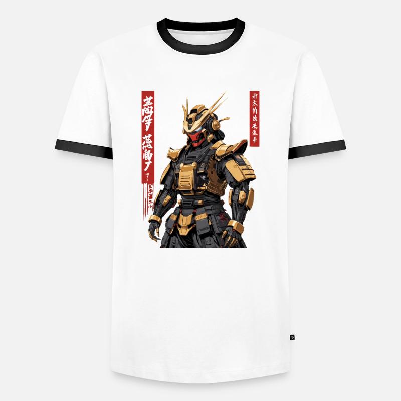 Samurai Robot - Men's Ringer Shirt - white/black