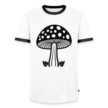 champignon - T-shirt contrasté Homme - blanc/noir - Devant - AI Model Female 172 light (172cm) & AI Model Male 178 dark (178cm)