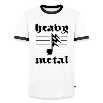 Heavy Metal autocollant Blitznote - T-shirt contrasté Homme - blanc/noir - Devant - AI Model Female 172 light (172cm) & AI Model Male 178 dark (178cm)
