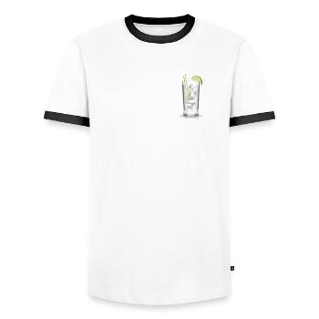 OK But First Gimlet Lover T-Shirt Funny Alcohol - Men's Ringer Shirt - white/black - Front - AI Model Female 172 light (172cm) & AI Model Male 178 dark (178cm)
