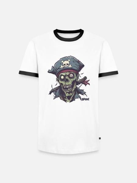 Der untote Zombie Pirat - Männer Kontrast-T-Shirt - Weiß/Schwarz