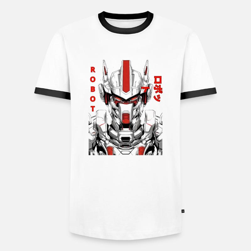 Wächter-Roboter - Männer Kontrast-T-Shirt - Weiß/Schwarz