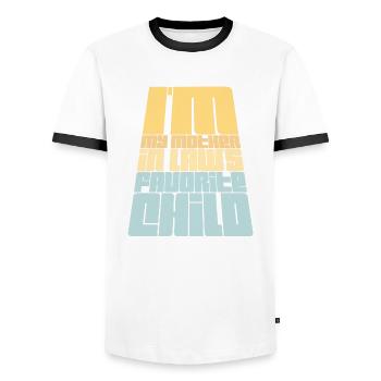 Je suis la blague préférée de ma belle-mère en disant - T-shirt contrasté Homme - blanc/noir - Devant - AI Model Female 172 light (172cm) & AI Model Male 178 dark (178cm)