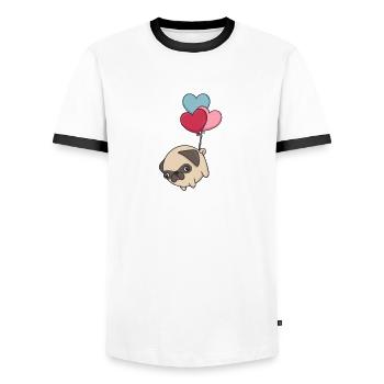 Carlin volant et baisers Design avec des cœurs - T-shirt contrasté Homme - blanc/noir - Devant - AI Model Female 172 light (172cm) & AI Model Male 178 dark (178cm)