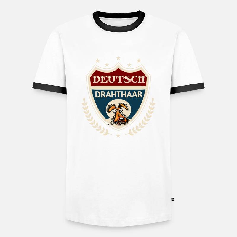 German Wirehaired Pointer - Men's Ringer Shirt - white/black