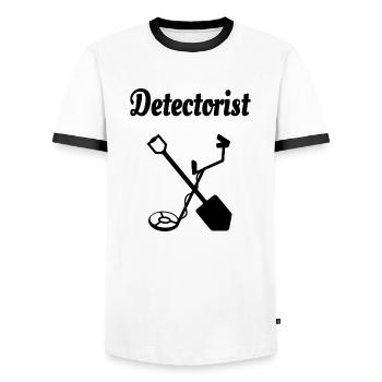 Détecteur de métaux - T-shirt contrasté Homme - blanc/noir - Devant - AI Model Female 172 light (172cm) & AI Model Male 178 dark (178cm)