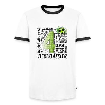 4th Grade Football - Men's Ringer Shirt - white/black - Front - AI Model Female 172 light (172cm) & AI Model Male 178 dark (178cm)