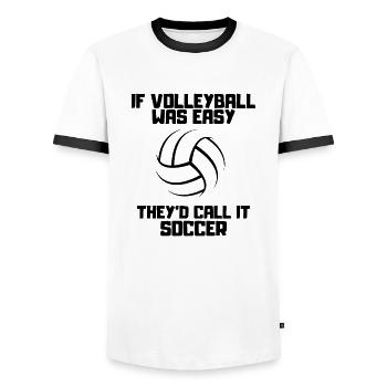 Volley-ball cadeau Volley-ball joueur de beach-volley - T-shirt contrasté Homme - blanc/noir - Devant - AI Model Female 172 light (172cm) & AI Model Male 178 dark (178cm)