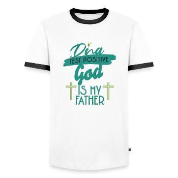 DNA Test God Is My Father - Men's Ringer Shirt - white/black - Front - AI Model Female 172 light (172cm) & AI Model Male 178 dark (178cm)