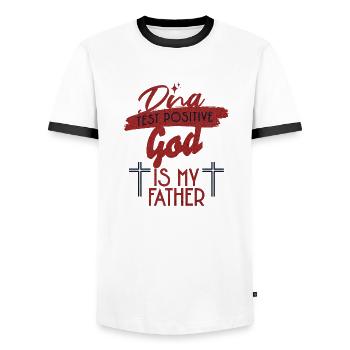 DNA Test God Is My Father - Men's Ringer Shirt - white/black - Front - AI Model Female 172 light (172cm) & AI Model Male 178 dark (178cm)