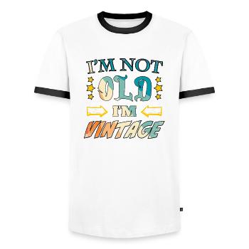 Je ne suis pas vieux, je suis vintage - T-shirt contrasté Homme - blanc/noir - Devant - AI Model Female 172 light (172cm) & AI Model Male 178 dark (178cm)