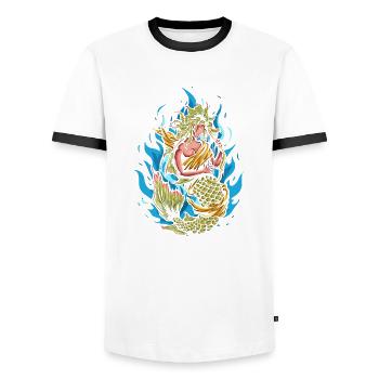 Sirène jouant de la harpe - T-shirt contrasté Homme - blanc/noir - Devant - AI Model Female 172 light (172cm) & AI Model Male 178 dark (178cm)