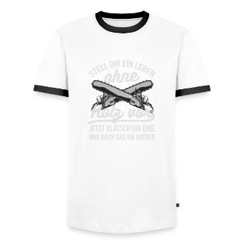 La vie sans bois Forester Forester Homme - T-shirt contrasté Homme - blanc/noir - Devant - AI Model Female 172 light (172cm) & AI Model Male 178 dark (178cm)