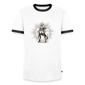 Elfes femelles - T-shirt contrasté Homme - blanc/noir - Devant - AI Model Female 172 light (172cm) & AI Model Male 178 dark (178cm)