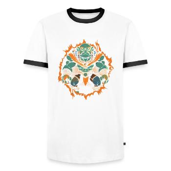 Oni gobelin gourmand - T-shirt contrasté Homme - blanc/noir - Devant - AI Model Female 172 light (172cm) & AI Model Male 178 dark (178cm)