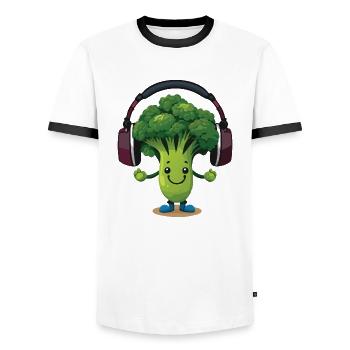 Bubatz - DJ - Musik - Legalize it - Brokkoli - Männer Kontrast-T-Shirt - Weiß/Schwarz - Vorne - AI Model Female 172 light (172cm) & AI Model Male 178 dark (178cm)