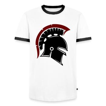 spartaner - Männer Kontrast-T-Shirt - Weiß/Schwarz - Vorne - AI Model Female 172 light (172cm) & AI Model Male 178 dark (178cm)
