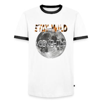 Stay wild Moonchild - Männer Kontrast-T-Shirt - Weiß/Schwarz - Vorne - AI Model Female 172 light (172cm) & AI Model Male 178 dark (178cm)