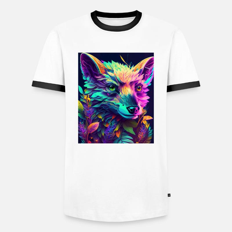 Neon Forest Fox - Men's Ringer Shirt - white/black