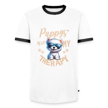 Cool West Highland White Terrier Westie Puppy - Men's Ringer Shirt - white/black - Front - AI Model Female 172 light (172cm) & AI Model Male 178 dark (178cm)