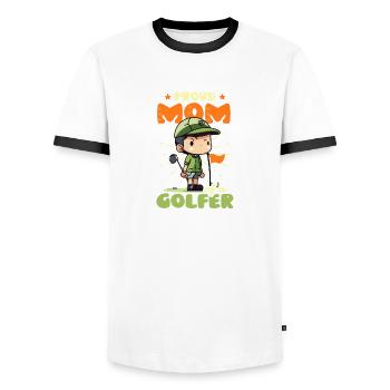 Golfen Mama Stolze Mutter des Golfers - Männer Kontrast-T-Shirt - Weiß/Schwarz - Vorne - AI Model Female 172 light (172cm) & AI Model Male 178 dark (178cm)