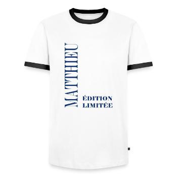 Matthieu - T-shirt contrasté Homme - blanc/noir - Devant - AI Model Female 172 light (172cm) & AI Model Male 178 dark (178cm)