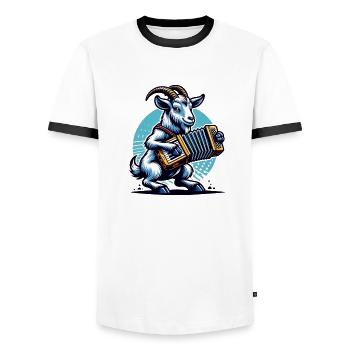 Goats Accordion Player Music Design - Men's Ringer Shirt - white/black - Front - AI Model Female 172 light (172cm) & AI Model Male 178 dark (178cm)