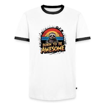 Funny Sloth Design Relaxed and Tired - Men's Ringer Shirt - white/black - Front - AI Model Female 172 light (172cm) & AI Model Male 178 dark (178cm)