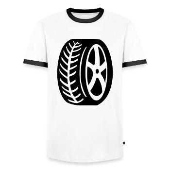 tyre - Men's Ringer Shirt - white/black - Front - AI Model Female 172 light (172cm) & AI Model Male 178 dark (178cm)
