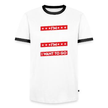 Je suis là, je suis mal à l'aise, je veux rentrer à la maison - T-shirt contrasté Homme - blanc/noir - Devant - AI Model Female 172 light (172cm) & AI Model Male 178 dark (178cm)