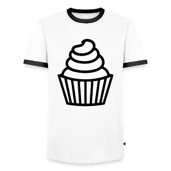 Cupcake - Men's Ringer Shirt - white/black - Front - AI Model Female 172 light (172cm) & AI Model Male 178 dark (178cm)