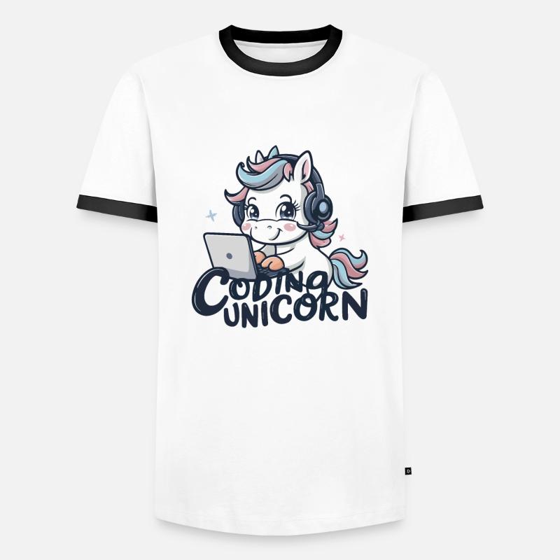CODING UNICORN - Men's Ringer Shirt - white/black
