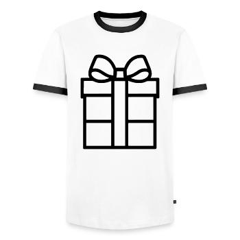 Kleine Geschenkbox - Männer Kontrast-T-Shirt - Weiß/Schwarz - Vorne - AI Model Female 172 light (172cm) & AI Model Male 178 dark (178cm)