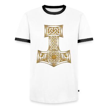 Wikinger norden valhalla schweden skandinavien flaga - Männer Kontrast-T-Shirt - Weiß/Schwarz - Vorne - AI Model Female 172 light (172cm) & AI Model Male 178 dark (178cm)