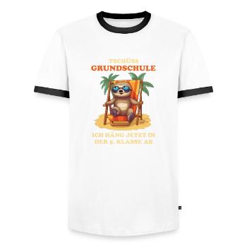 5. Klasse Realschule Gymnasium Grundschule 2024 - Männer Kontrast-T-Shirt - Weiß/Schwarz - Vorne - AI Model Female 172 light (172cm) & AI Model Male 178 dark (178cm)