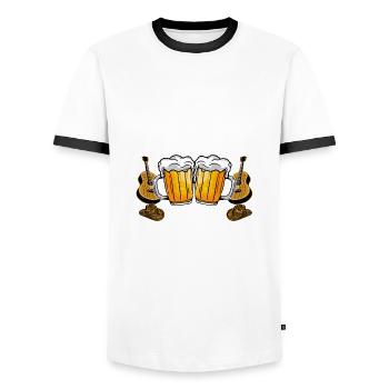 Musique country et bière, c’est pourquoi je suis ici Western - T-shirt contrasté Homme - blanc/noir - Devant - AI Model Female 172 light (172cm) & AI Model Male 178 dark (178cm)