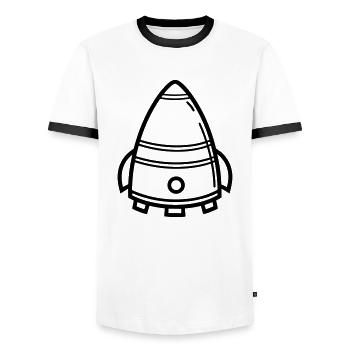 flying saucer - Men's Ringer Shirt - white/black - Front - AI Model Female 172 light (172cm) & AI Model Male 178 dark (178cm)
